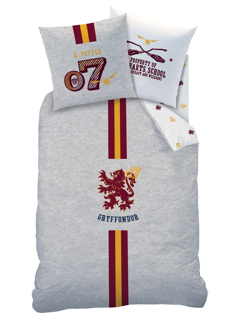 Parure de lit 'Harry Potter' 1 personne Gris