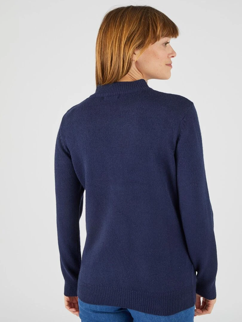 Pull col montant boutonné   Damart   Bleu marine