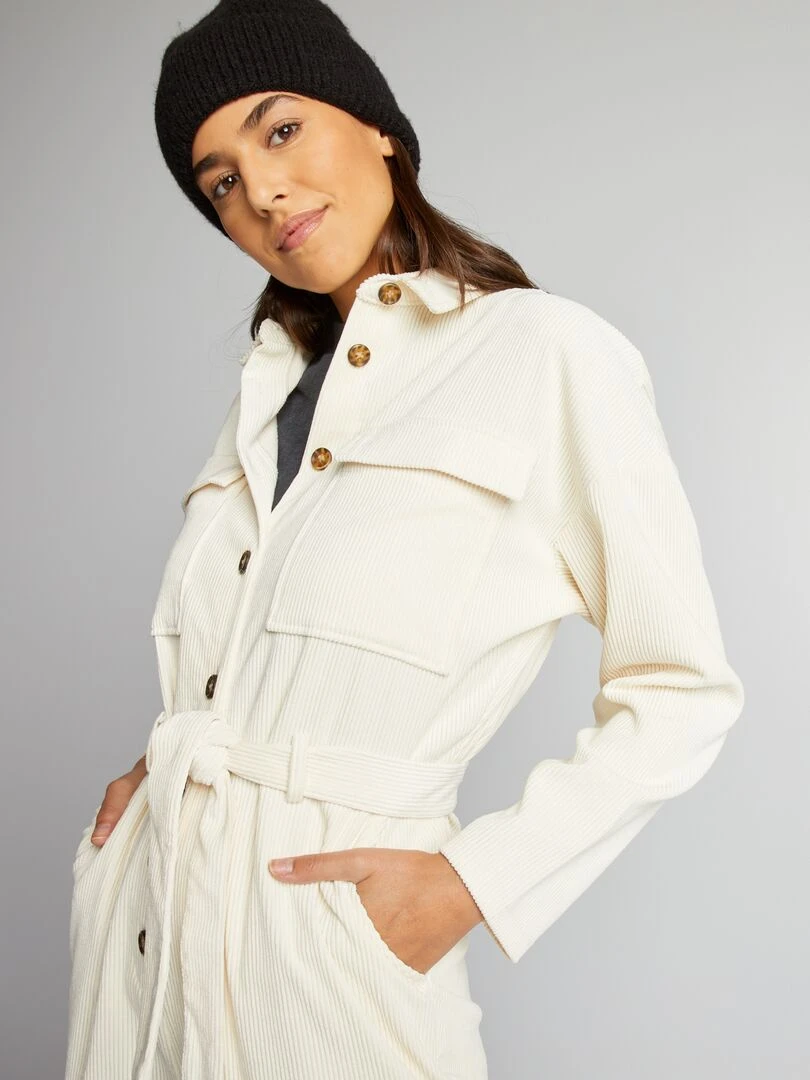 Combinaison en velours côtelée   Ecru