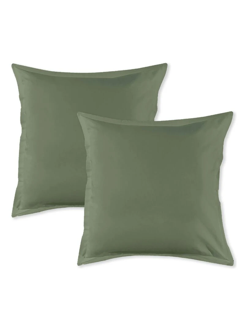 Future Home Taie d'oreiller en coton 57 fils unie vert sauge Vert