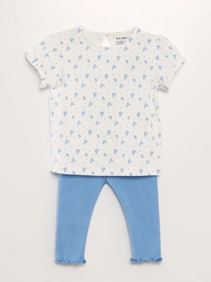 Ensemble legging + t shirt imprimé 2 pièces Blanc