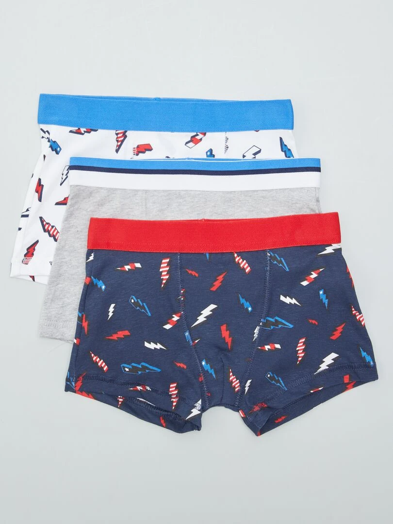Lot de 3 boxers Gris/bleu marine/blanc