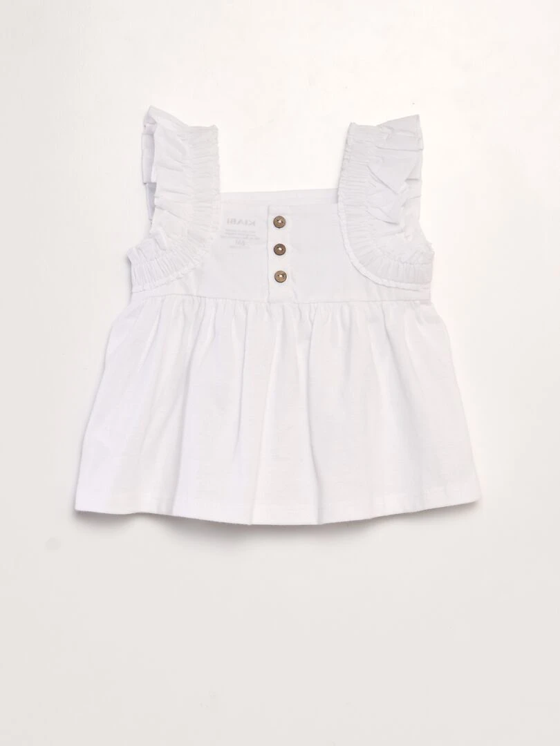T shirt avec bretelles volantées blanc