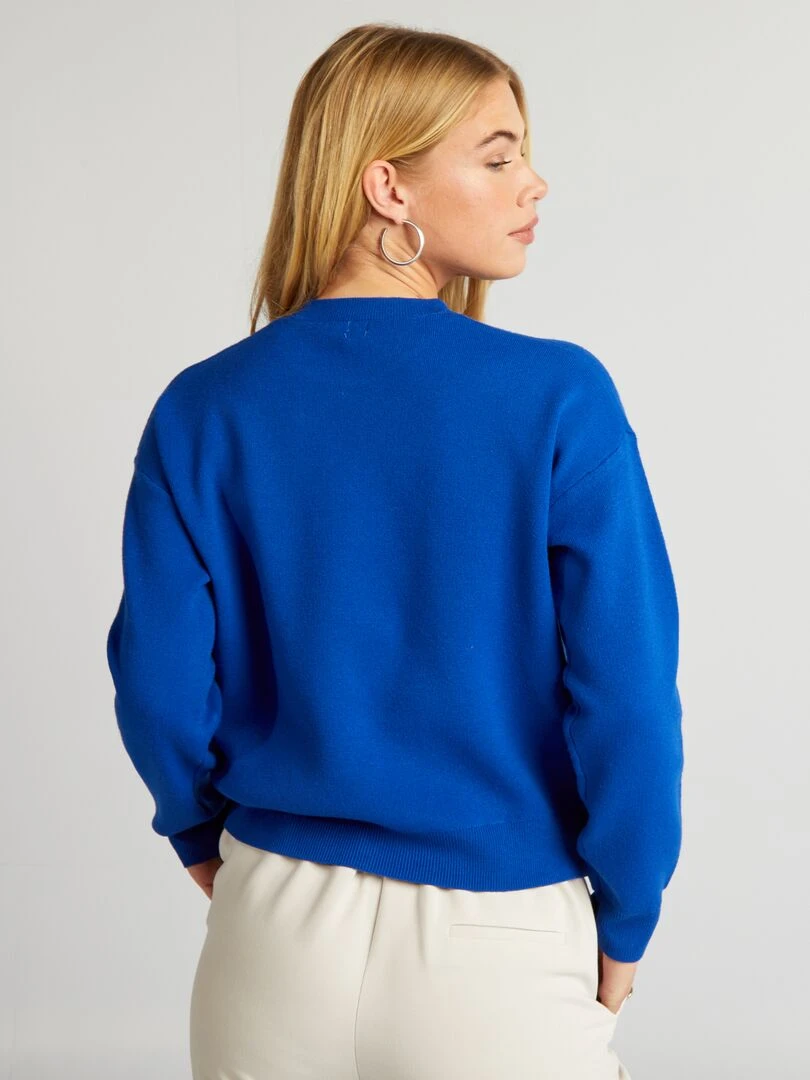 Pull à col rond avec inscription   Bleu