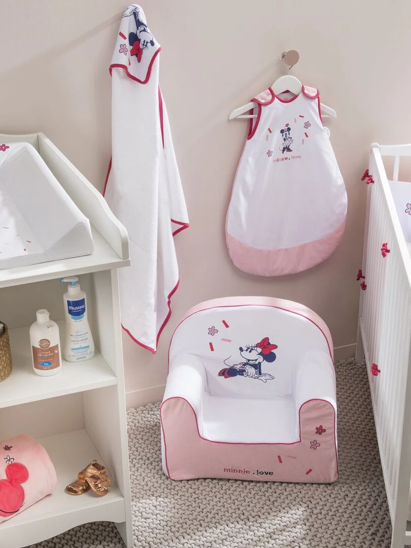 Fauteuil enfant droit en velours Minnie Confettis   12 mois   Rose