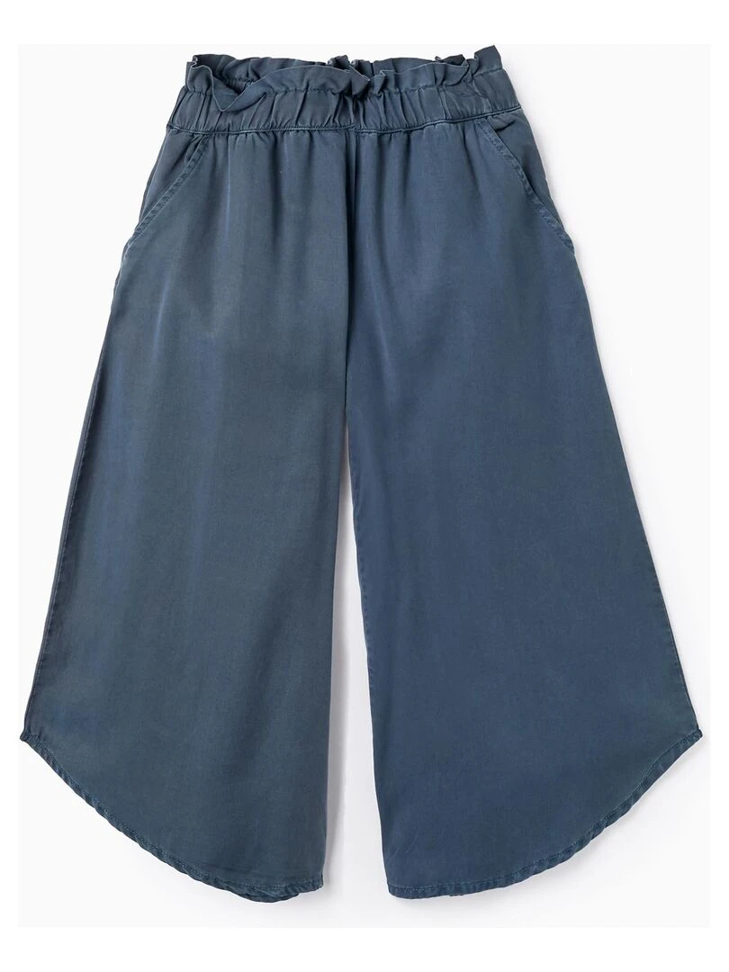 Pantalon En Sergé Pour Fille 'Wide Leg' Bleu