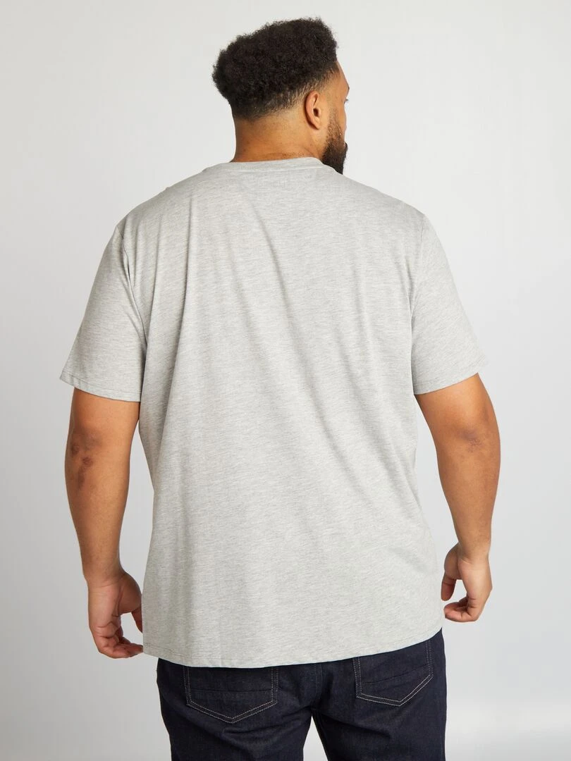 T shirt en coton imprimé à col rond   Beige