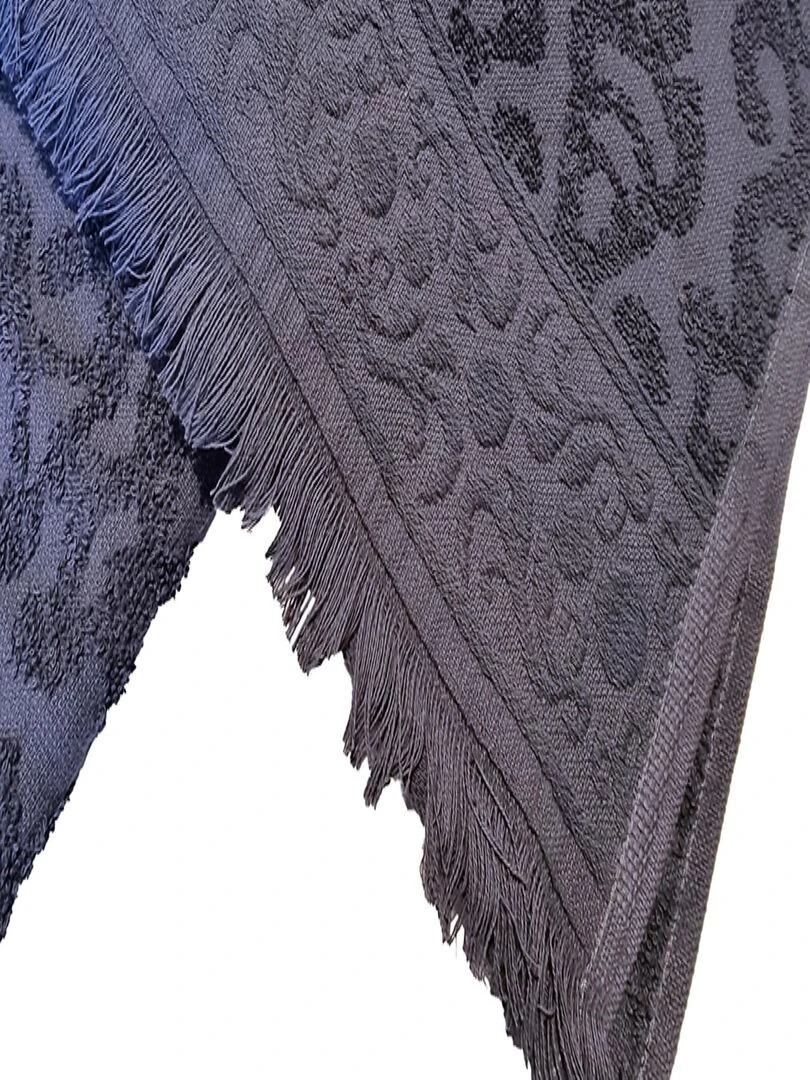 Serviette JACQUARD à franges   Anthracite   gris anthracite