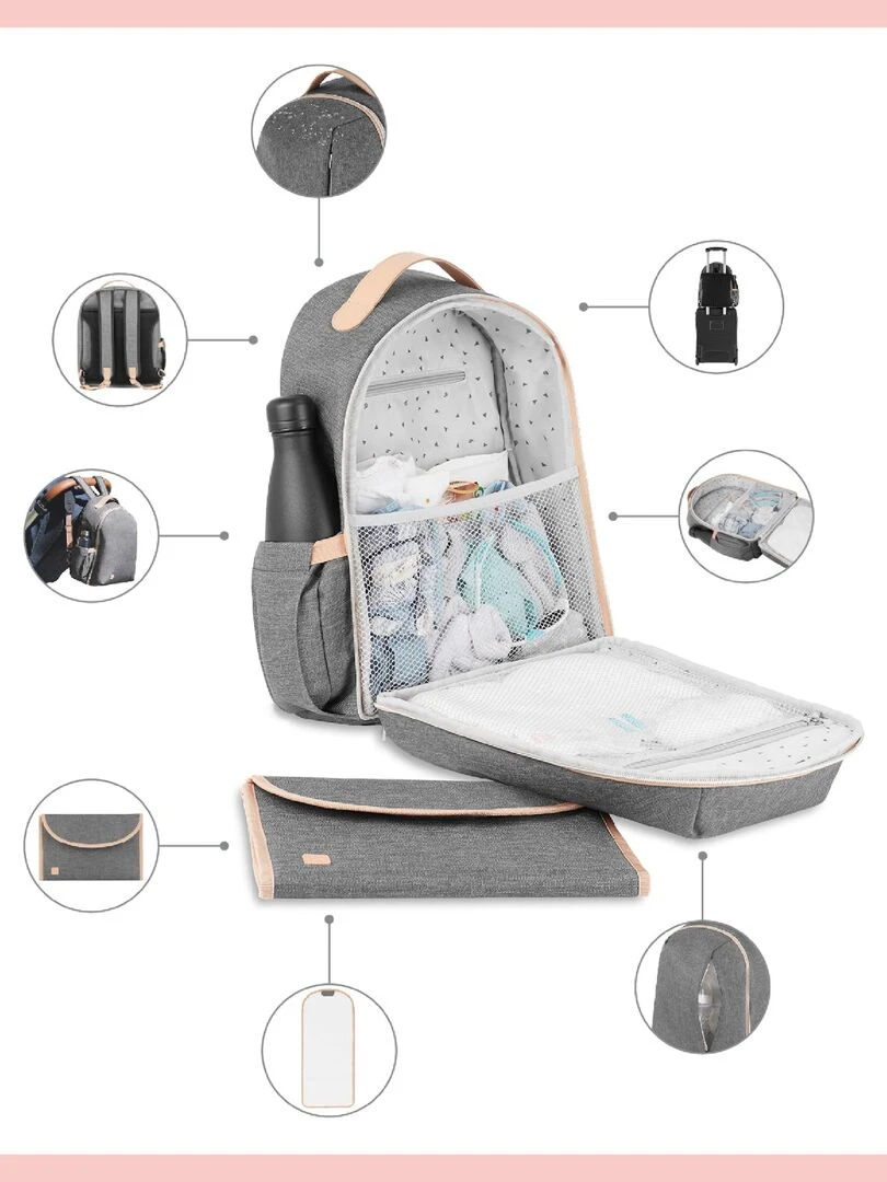 Sac À Dos À Langer Pyla Babymoov   Gris