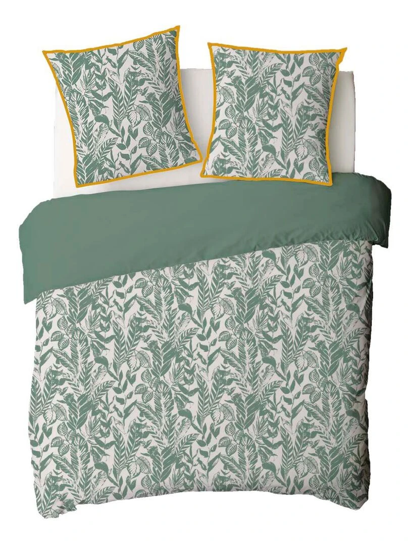 Future Home   Parure de lit 2 personnes en coton 57 fils imprimé vert   Vert