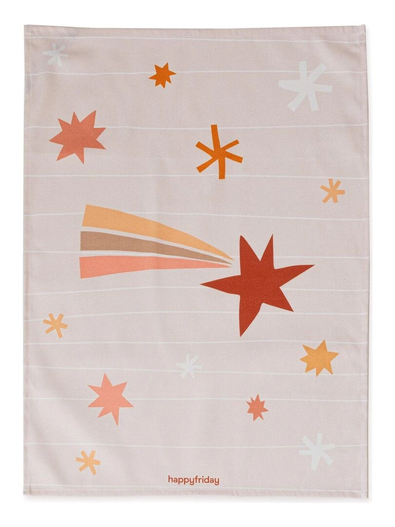Torchon (2 pièces) Boho Christmas "Happyfriday"   Blanc