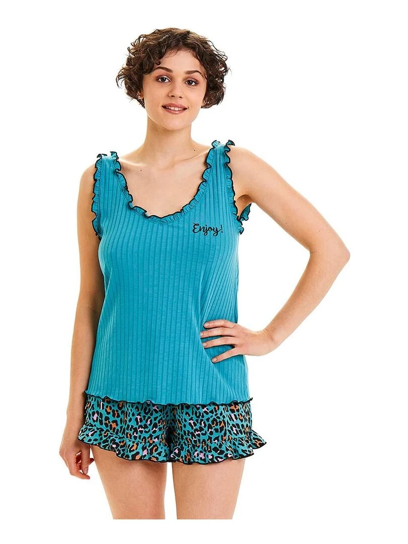 Top + short Féline   Pomm'Poire   Bleu