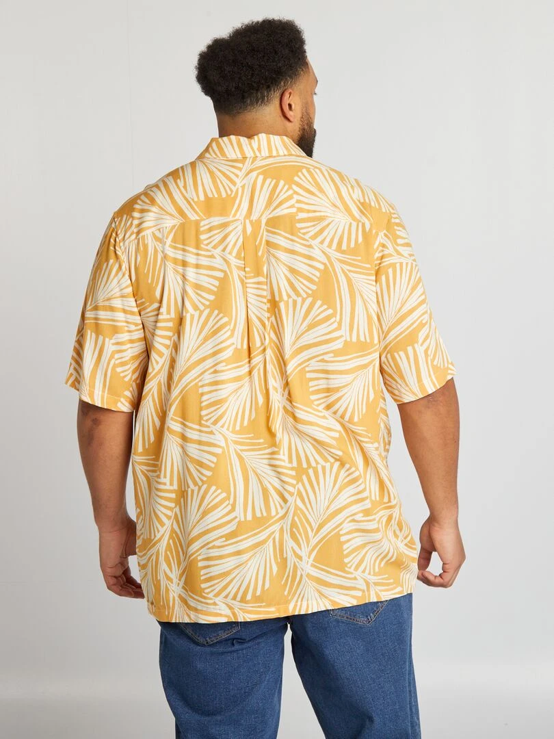 Chemise fluide à col pyjama   Jaune