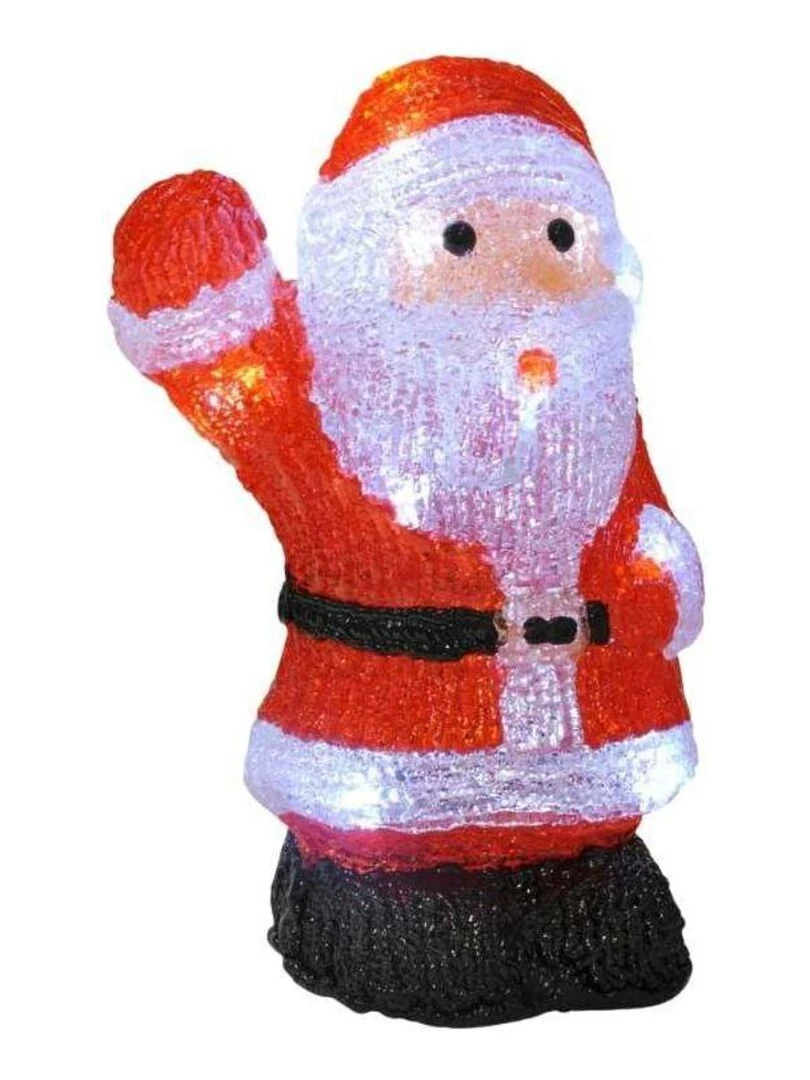 Père Noël saluant intérieur noël lumineux 16 leds H26 piles Blanc