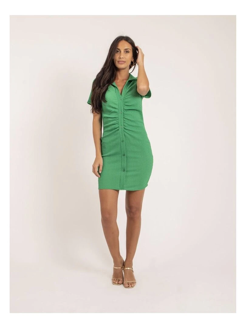 Robe chemise courte IRIKI   Vert foncé