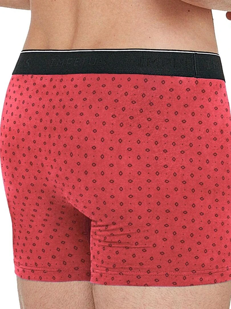 Pack 2 boxers uni et à motif en coton Besar   Rouge