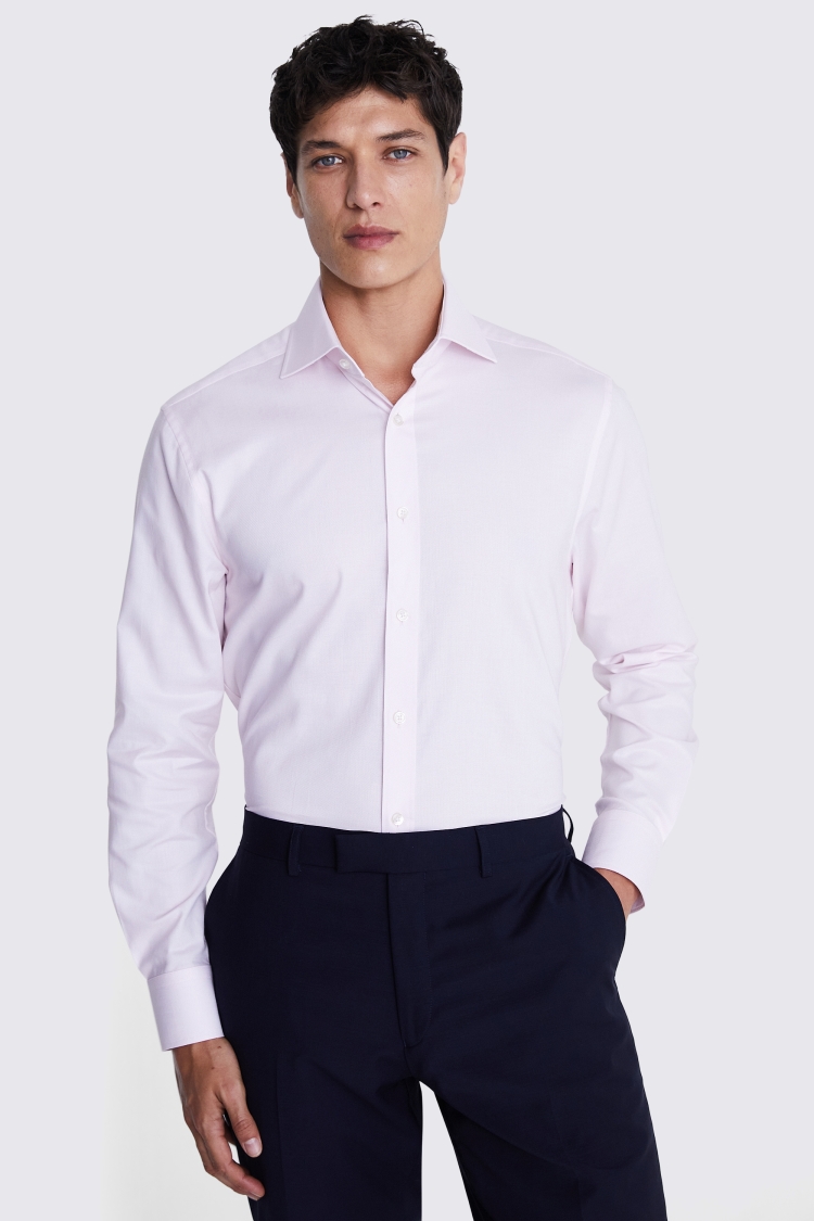 Tailored Fit White Pinpoint Oxford Contrast Non Iron Shirt   Buy Online at Moss