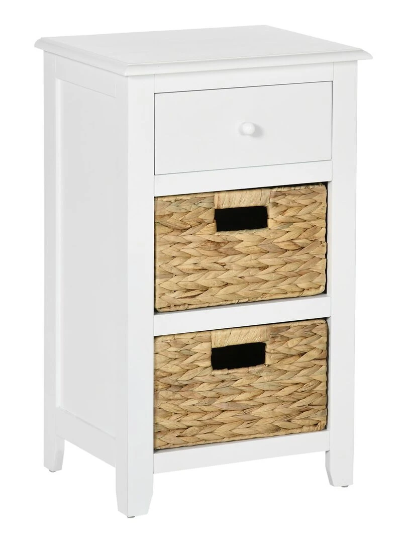 Chiffonnier 3 tiroirs style cosy chic jacynthe d'eau MDF blanc Blanc