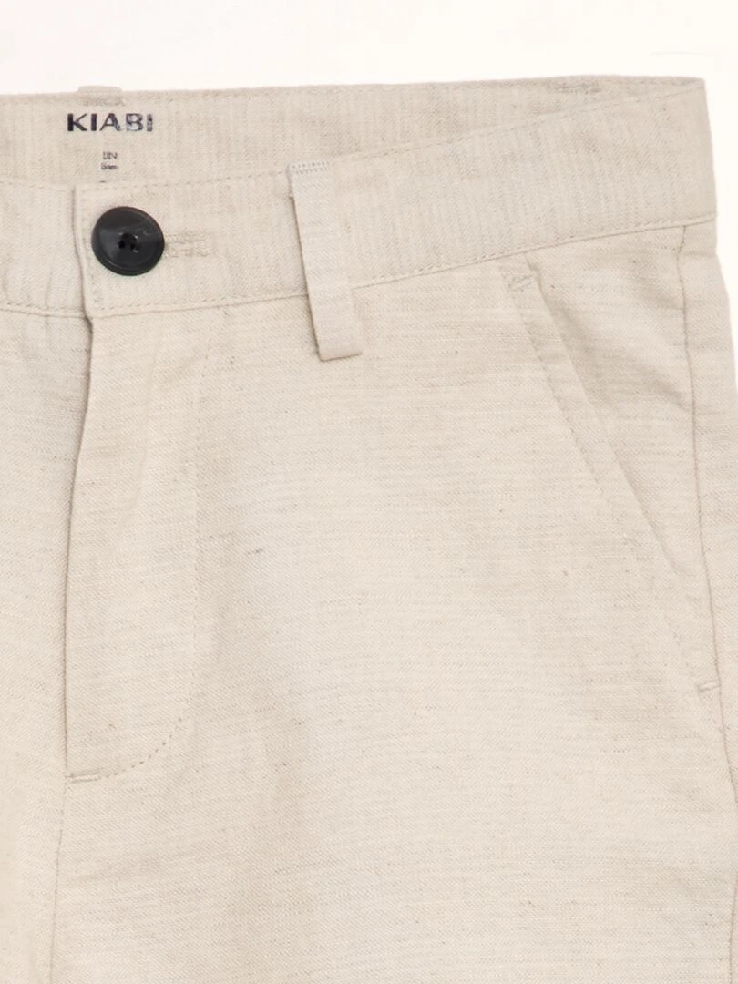 Bermuda droit en coton lin   Beige