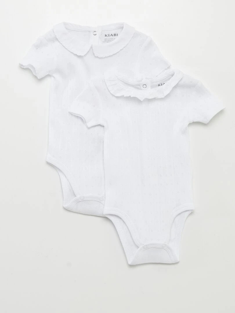 Lot de 2 bodies en maille pointelle Blanc