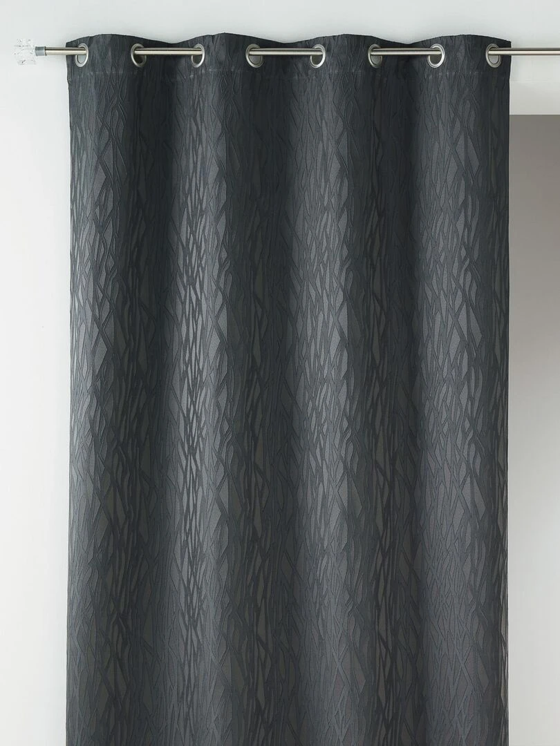 Rideau en jacquard fantaisie gris anthracite