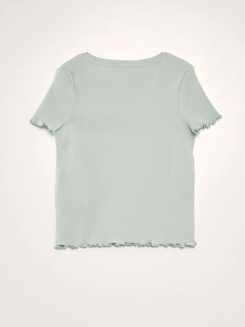 T shirt côtelé Vert d'eau