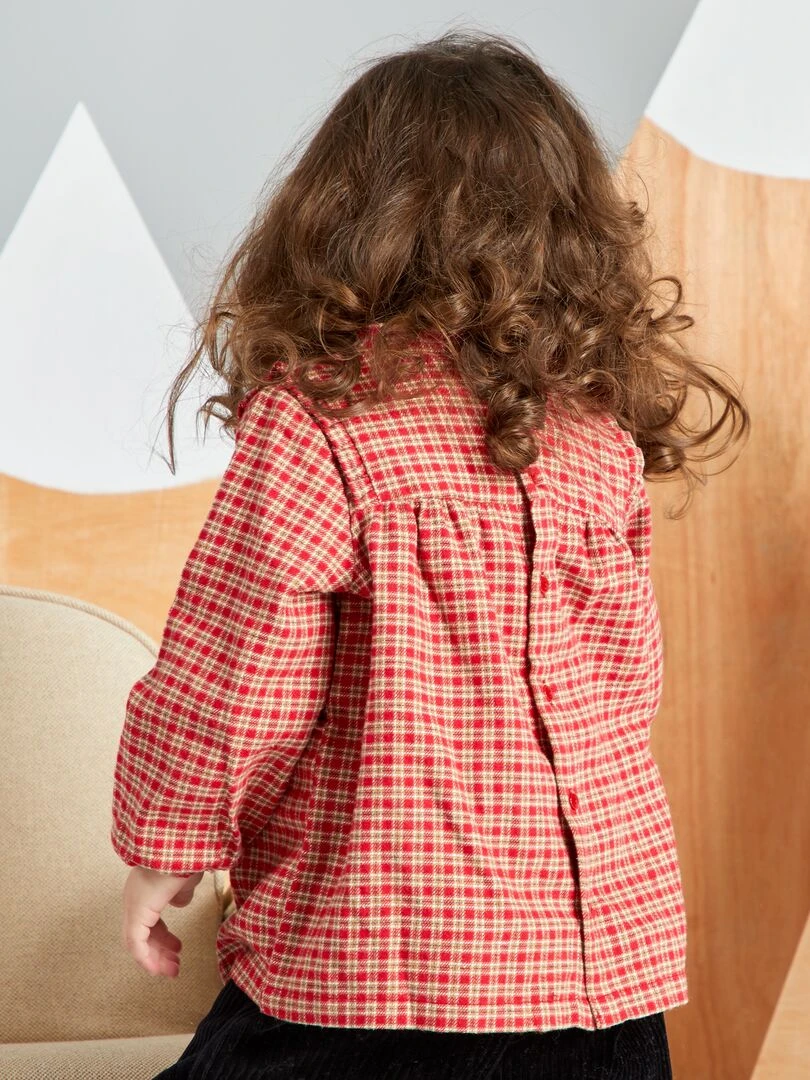 Blouse en flanelle à carreaux écossais   Rouge