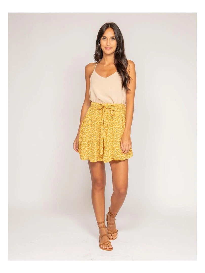 Jupe short motifs XYMESS   Moutarde