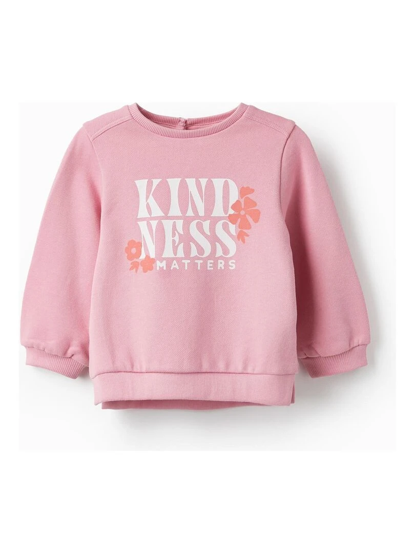 Pull en coton pour bébé fille 'Kindness Matters' THE WAVE TRIBE Rose clair