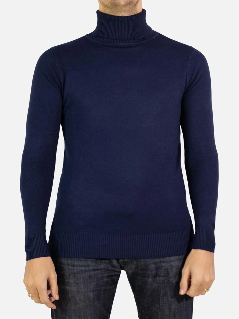 Pull manches longues col roulé Kebello Bleu marine