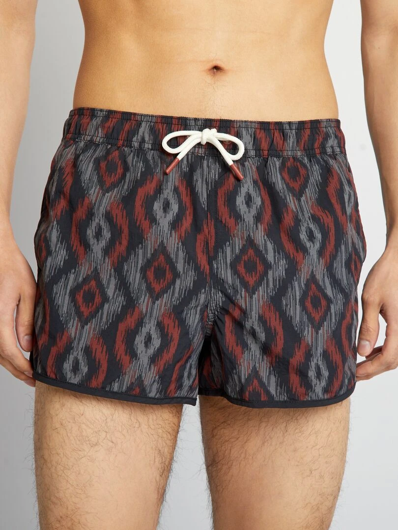Short de bain court avec motifs   Gris/rouge