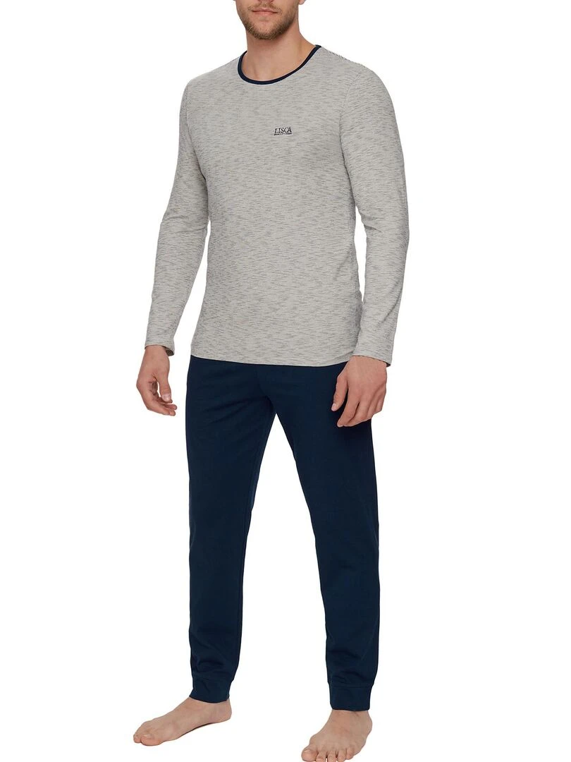 Pyjama pantalon top manches longues Atlas Gris