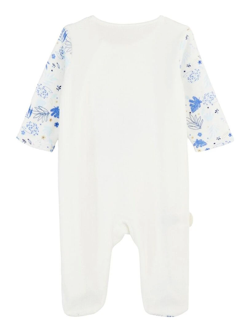 Pyjama bébé en velours ouverture zippée Luna Ecru