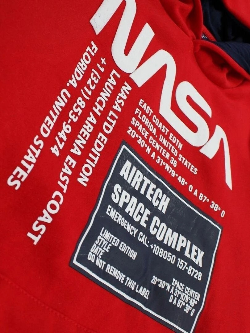 Nasa   Sweat homme imprimé logo   Rouge