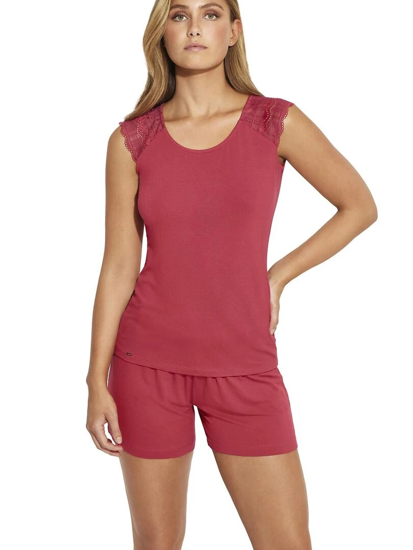 Pyjama short t shirt Alicia Rouge