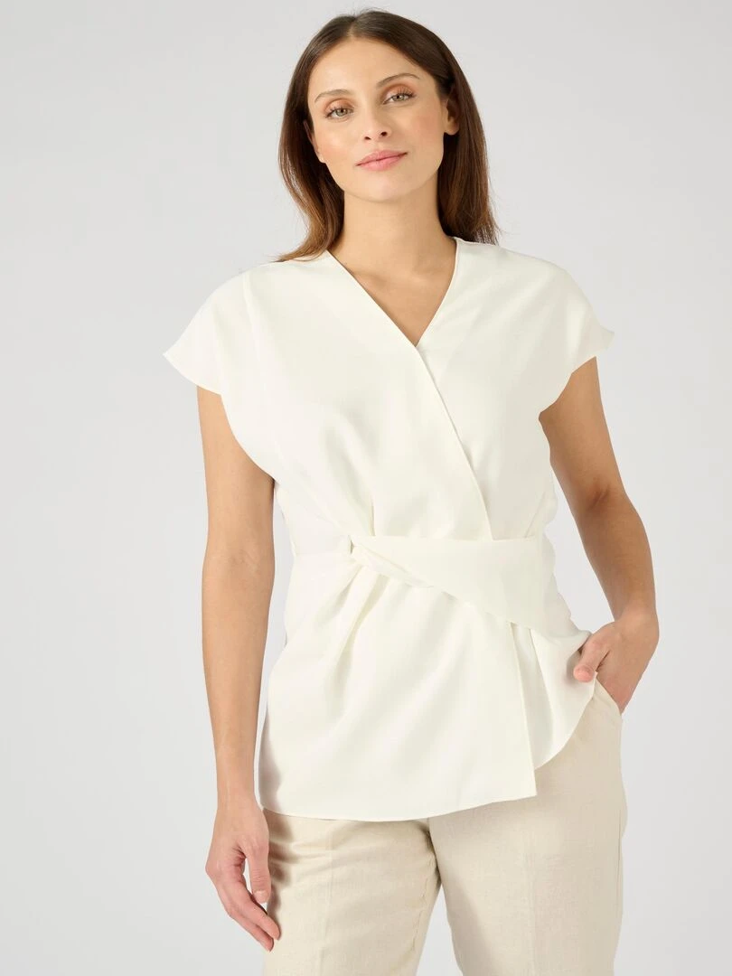 Top drapé base asymétrique Damart Blanc Ecru Blanc
