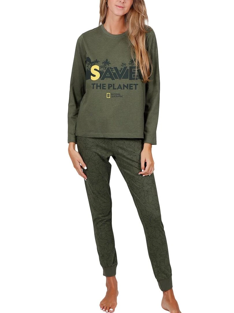 Pyjama pantalon top Save Planet National Geographic Vert