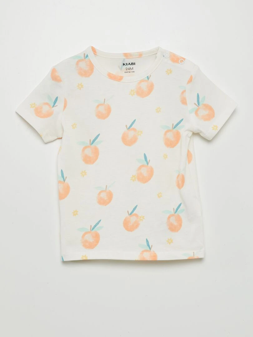 Pyjama short 2 pièces imprimé   Orange