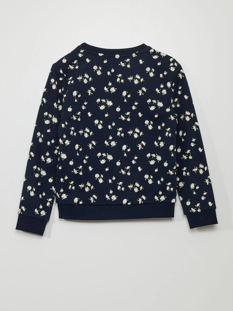 Sweat en molleton imprimé fantaisie   Bleu marine