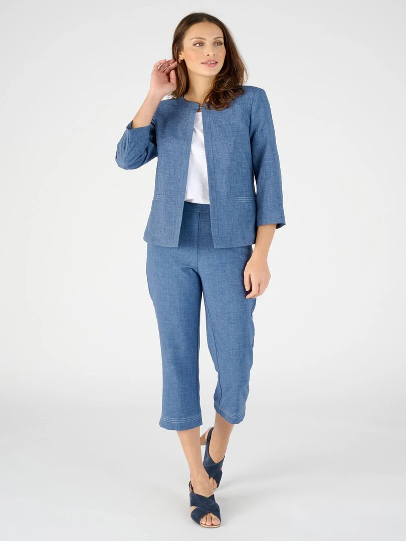 Veste courte effet lin Damart Bleu