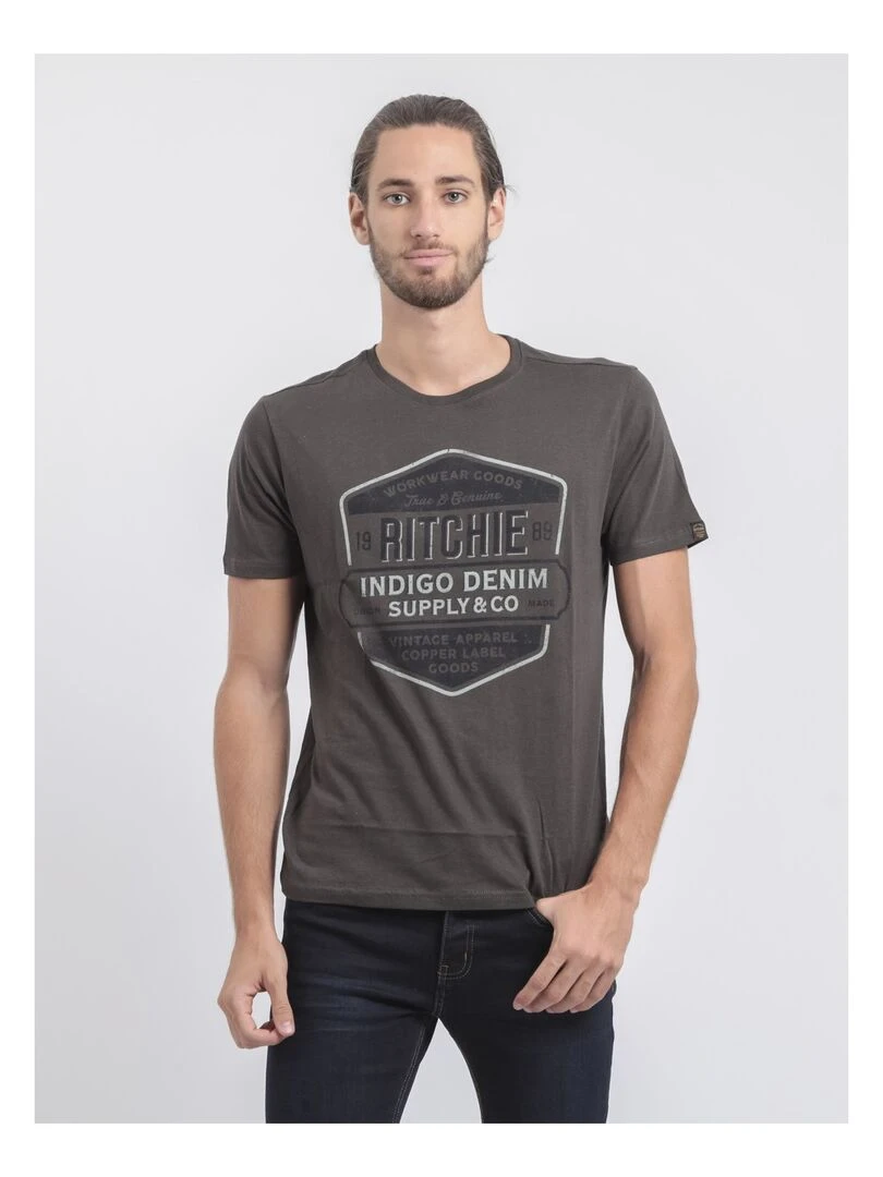 T shirt col rond pur coton JAGNY Gris