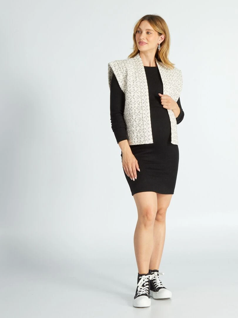 Robe d'allaitement en maille côtelée   noir