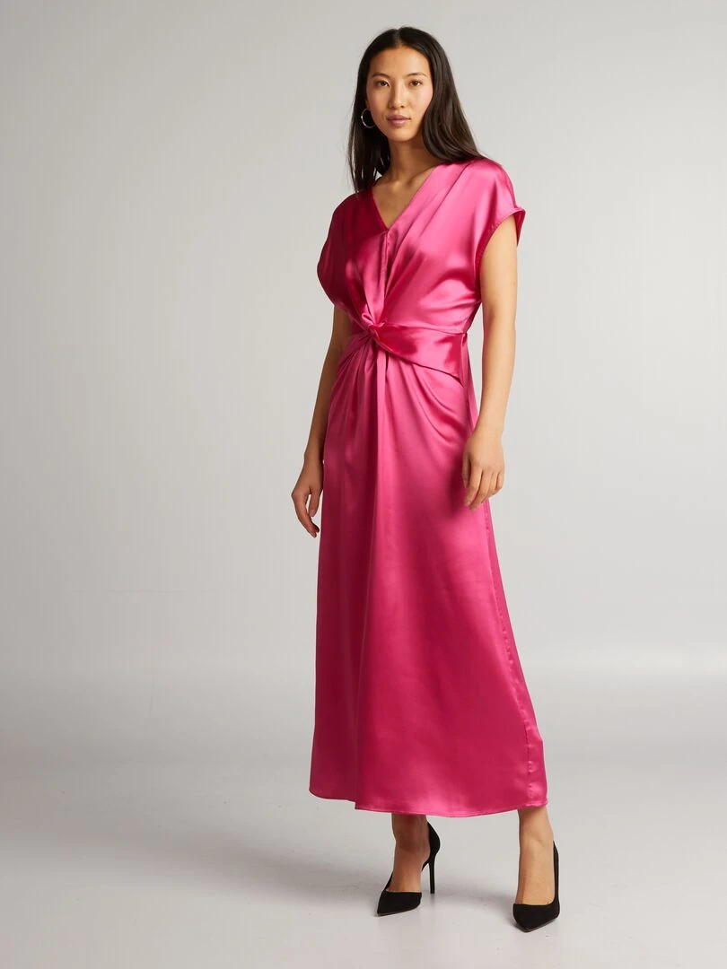 Robe longue satinée Rose