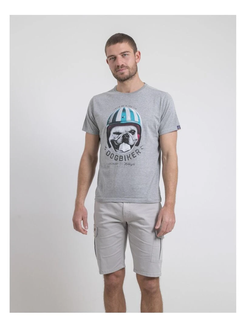 T shirt col rond pur coton NAMATOU   Gris