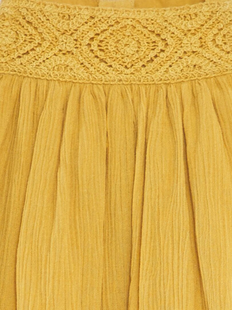 Robe évasée avec broderie   Jaune