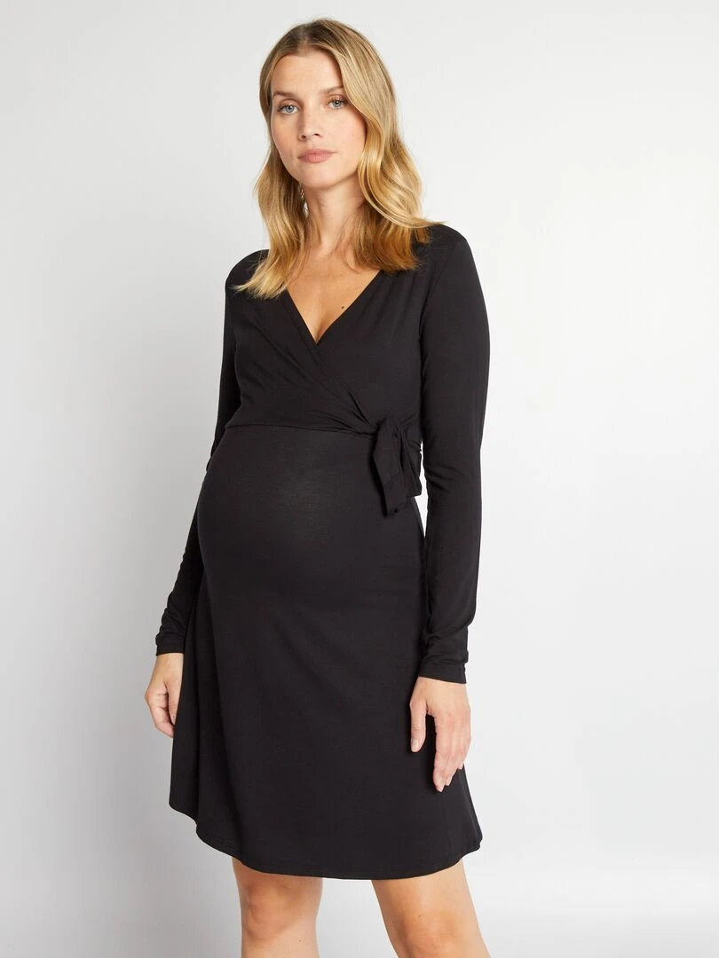Robe genoux en maille de grossesse noir