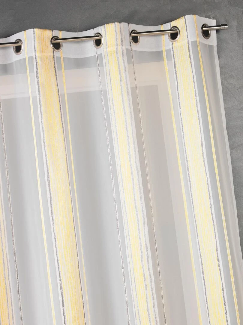 Voilage en jacquard à fines rayures verticales Jaune