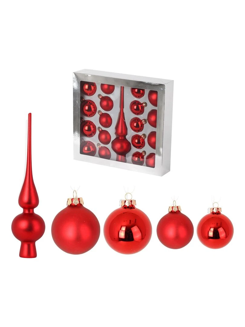 Kit de 19 Boules de Noel Rouge