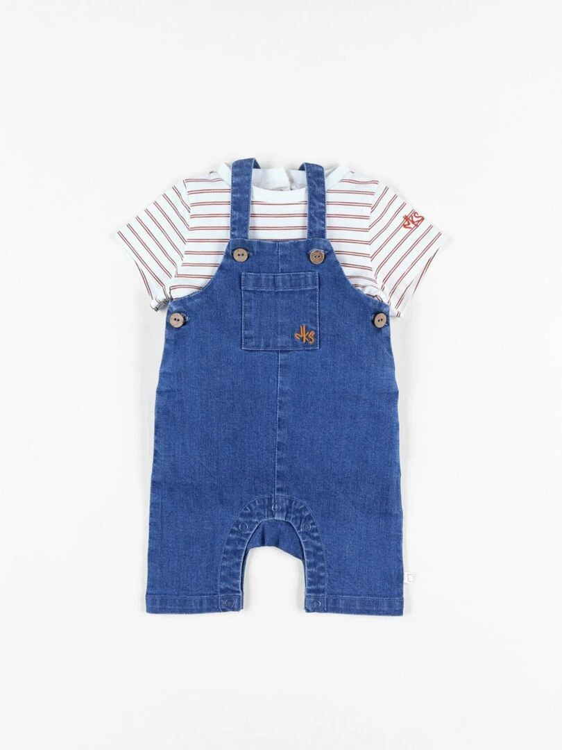 Set salopette denim + t shirt  caramel/écru   Noukie's   Bleu