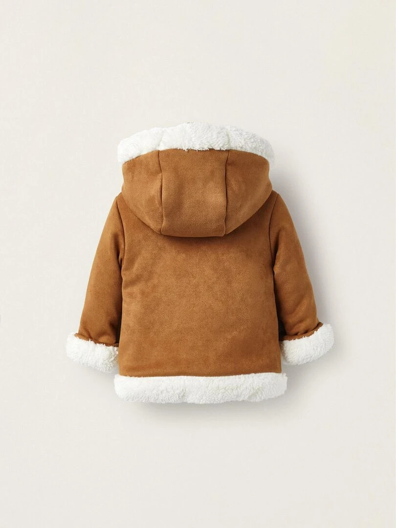 Manteau avec Capuche en Fourrure pour Nouveau Né  AUSTRALIANA   Beige clair